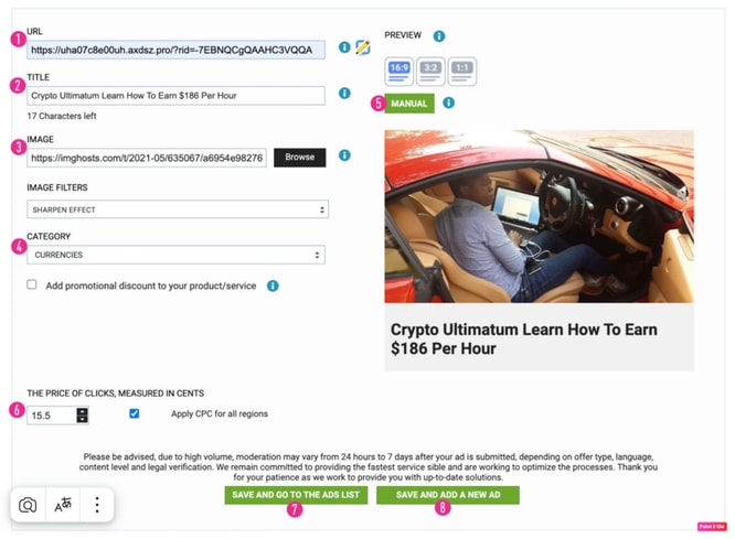 Adskeeper dashboard, function "apply cpc for all region'
