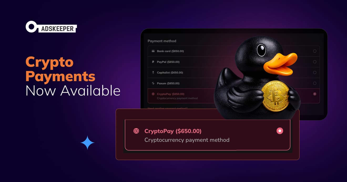 Top up your Adskeeper campaigns instantly with crypto