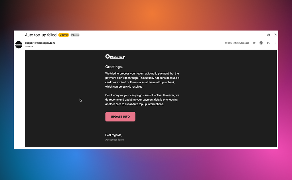 top-up notifications Adskeeper