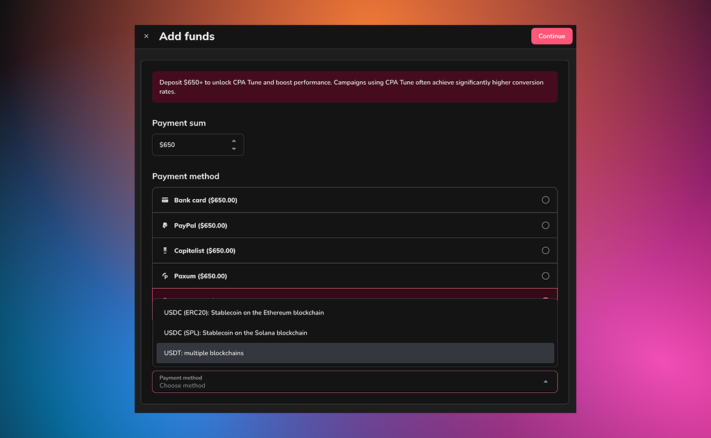 crypto payments Adskeeper