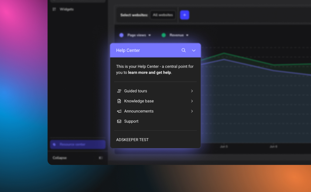 Adskeeper publisher dashboard notification center