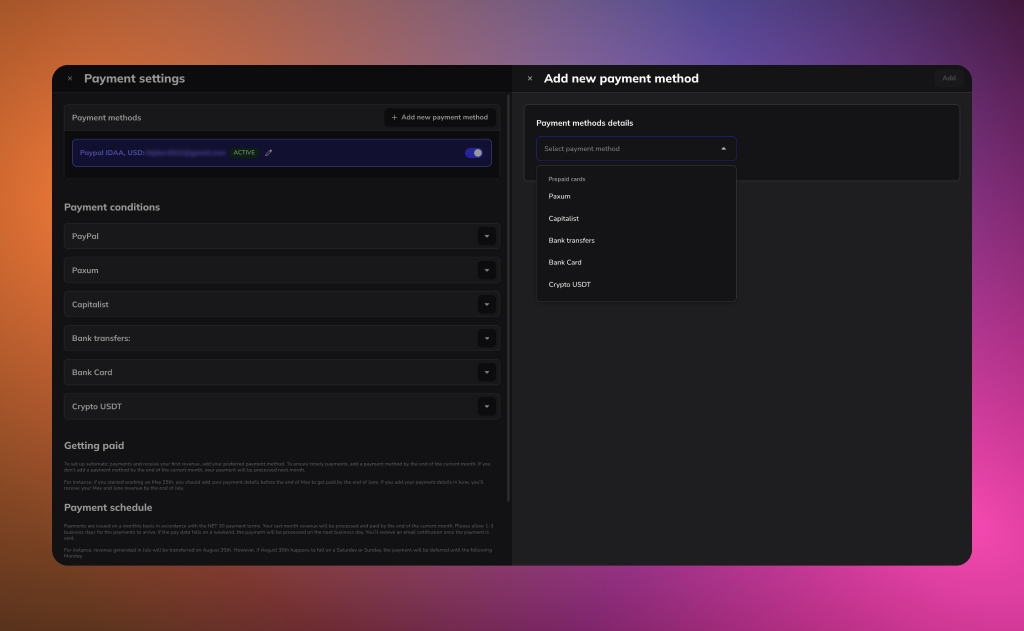 Adskeeper publisher dashboard payments setup and payout visibility